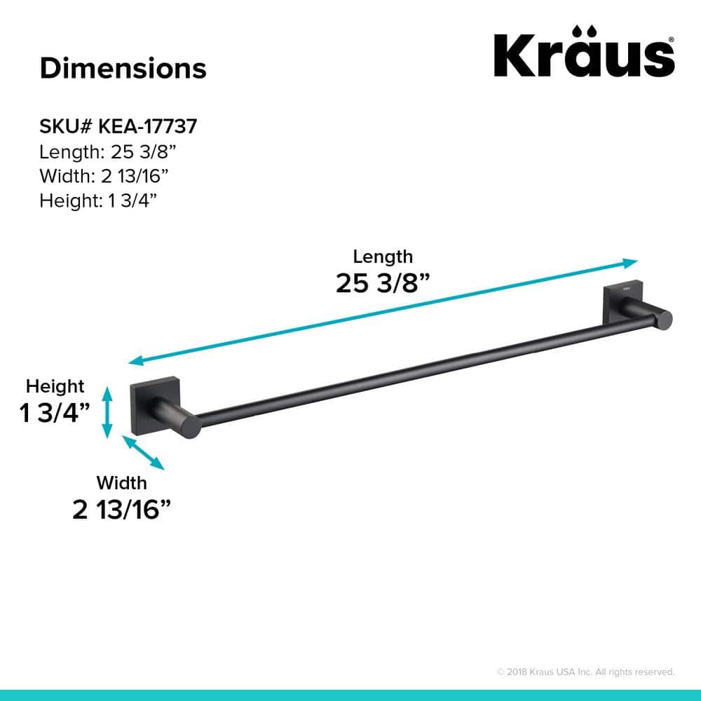 KRAUS Ventus 24 in. Wall Mounted Bathroom Towel Bar in Matte Black (2)