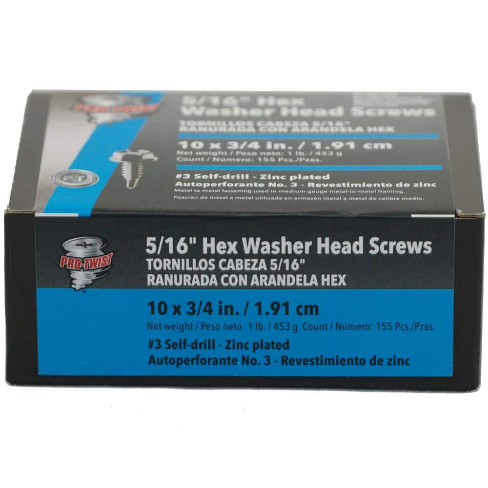 Pro-Twist #10 x 3/4 in. Hex Washer Head Sheet Metal Screws 1 lb. Box