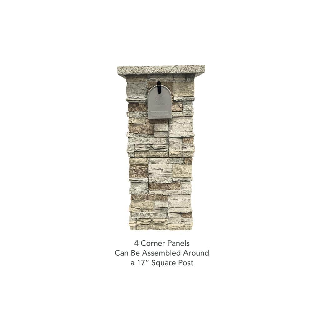 GenStone 23 in. x 23 in. Vanilla Bean Faux Stone Peaked Column Cap Siding (2)
