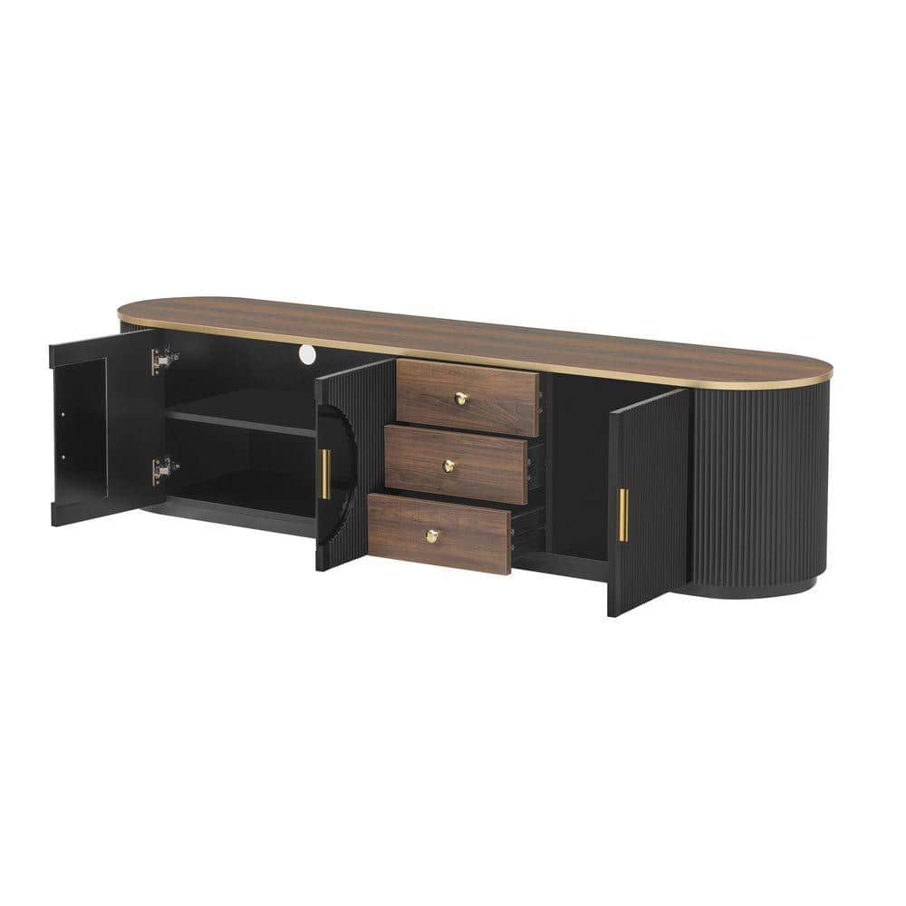 COWLOWN 70.8 in. W x 15.8 in. D x 18.2 in. H Bathroom Black Linen Cabinet (1)