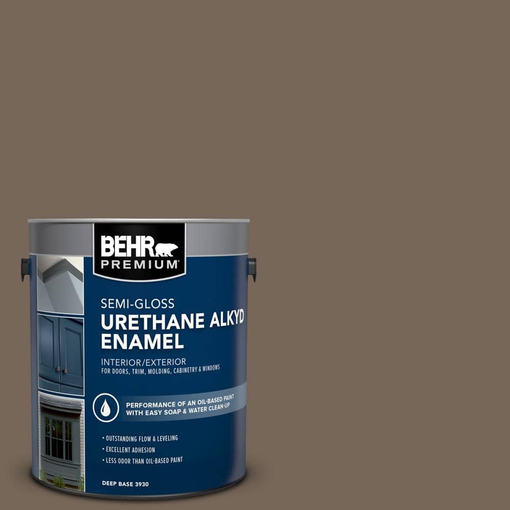 BEHR PREMIUM 1 gal. #N220-6 Landmark Brown Urethane Alkyd Semi-Gloss Enamel Interior/Exterior Paint (1)