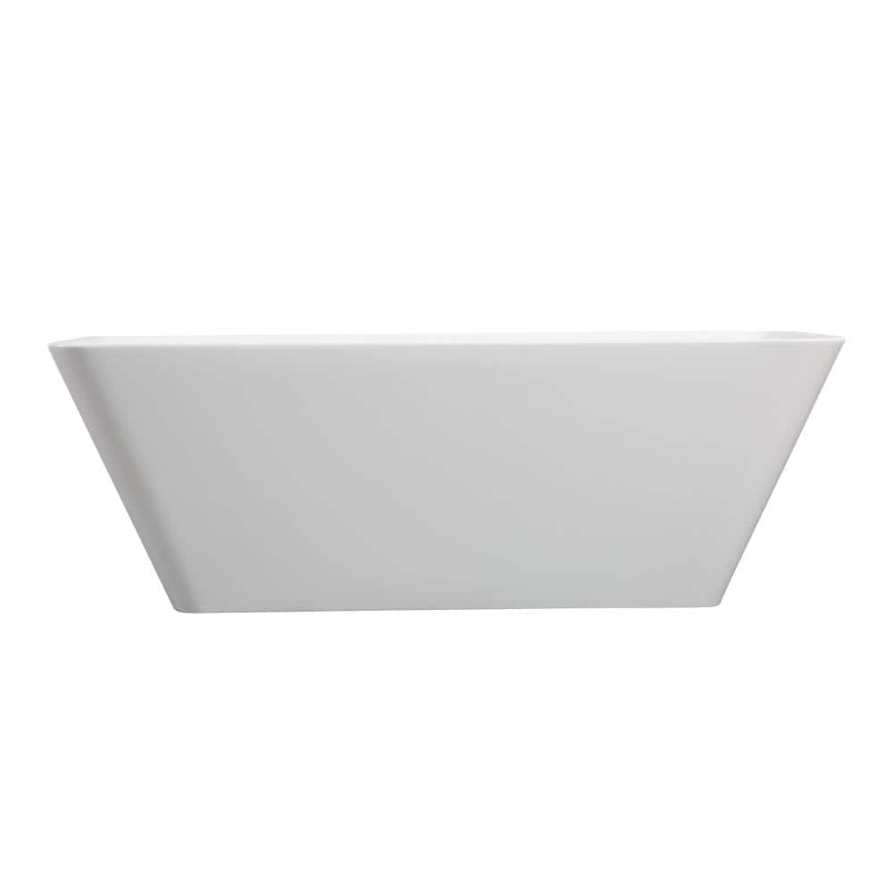 JimsMaison 59 in. x 30 in. Acrylic Freestanding Soaking Bathtub in Glossy White (1)