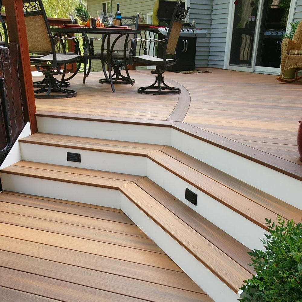 Fiberon Concordia Horizon .75 in. x 12 in. x 7.25 in. Ipe Brown Capped Composite Riser Decking Board (2)