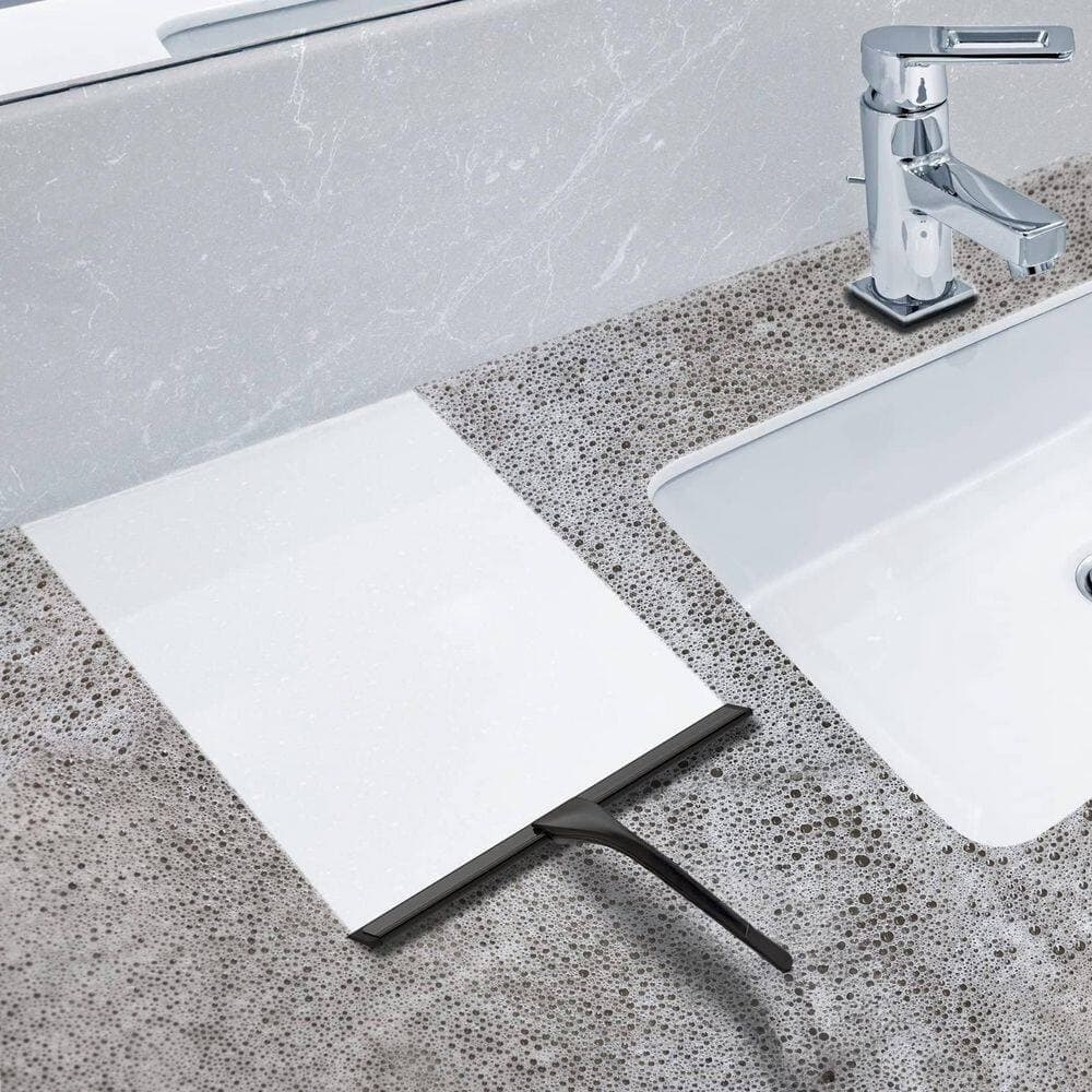 Wudkey 1-Piece 14 in. Shower Squeegee Included Mounting Hardware 2 Adhesive Hooks in Black for Streak-Free Cleaning (3)