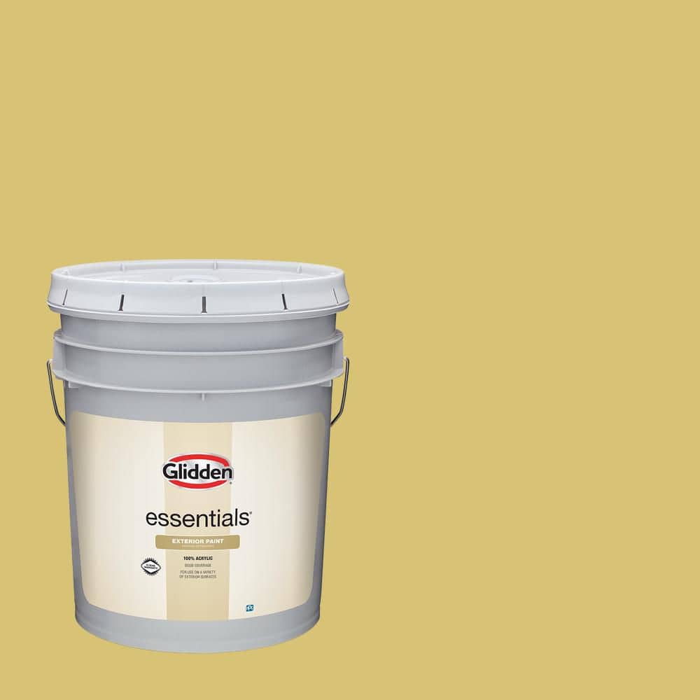 Glidden Essentials 5 gal. PPG1109-4 Citrus Yellow Satin Exterior Paint