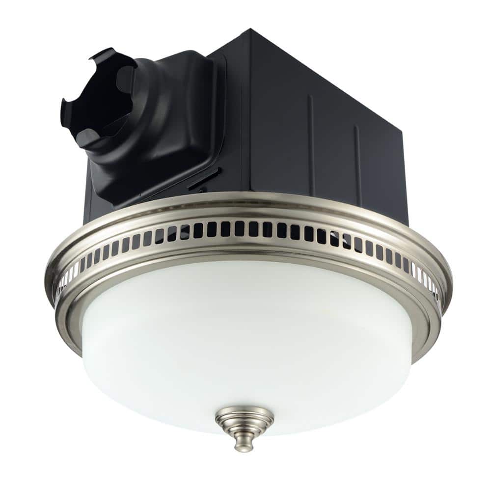 Akicon 110 CFM Ceiling Bathroom Exhaust Fan with LED Light and Nightlight, Round Frosted Glass Cover Brushed Nickel Grille (1)