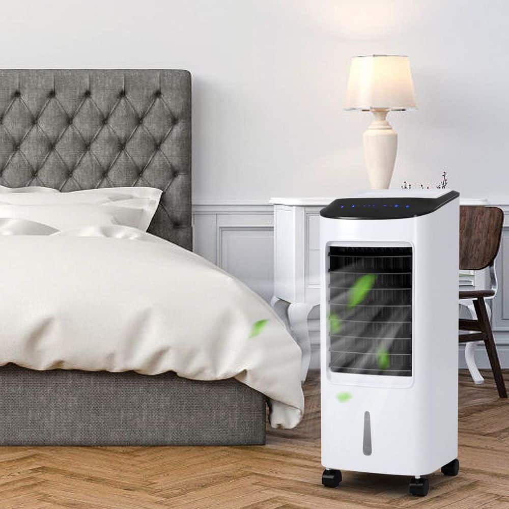 Adrinfly 3-Speed No Heat BTU Portable Air Conditioner Fan Evaporative Air Cooler with 7.5H Timer Remote Control in White (3)
