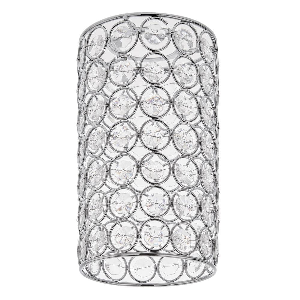 PRIVATE BRAND UNBRANDED 6.25 in. Brushed Nickel and Clear Acrylic Crystal-Look Cylinder Pendant Light Replacement Shade with 2.25 in. Uno Fitter (4)