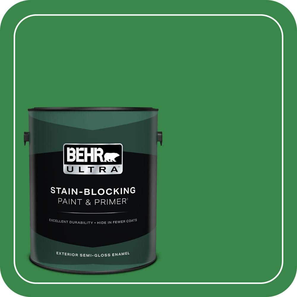 BEHR ULTRA 1 gal. #P400-7 Paradise of Greenery Semi-Gloss Enamel Exterior Paint & Primer