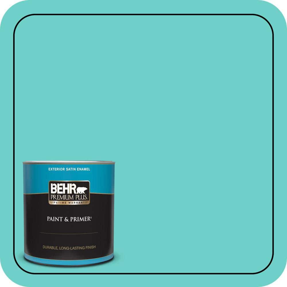 BEHR PREMIUM PLUS 1 qt. #P450-4 Hidden Sea Glass Satin Enamel Exterior Paint & Primer