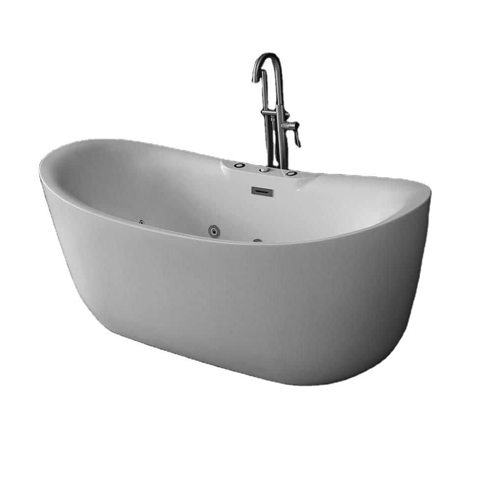 SJ STAR&JANE 71 in. x 32 in. Acrylic Freestanding Whirlpool and Air Combination Bathtub with Drain and Overflow Included in White (1)
