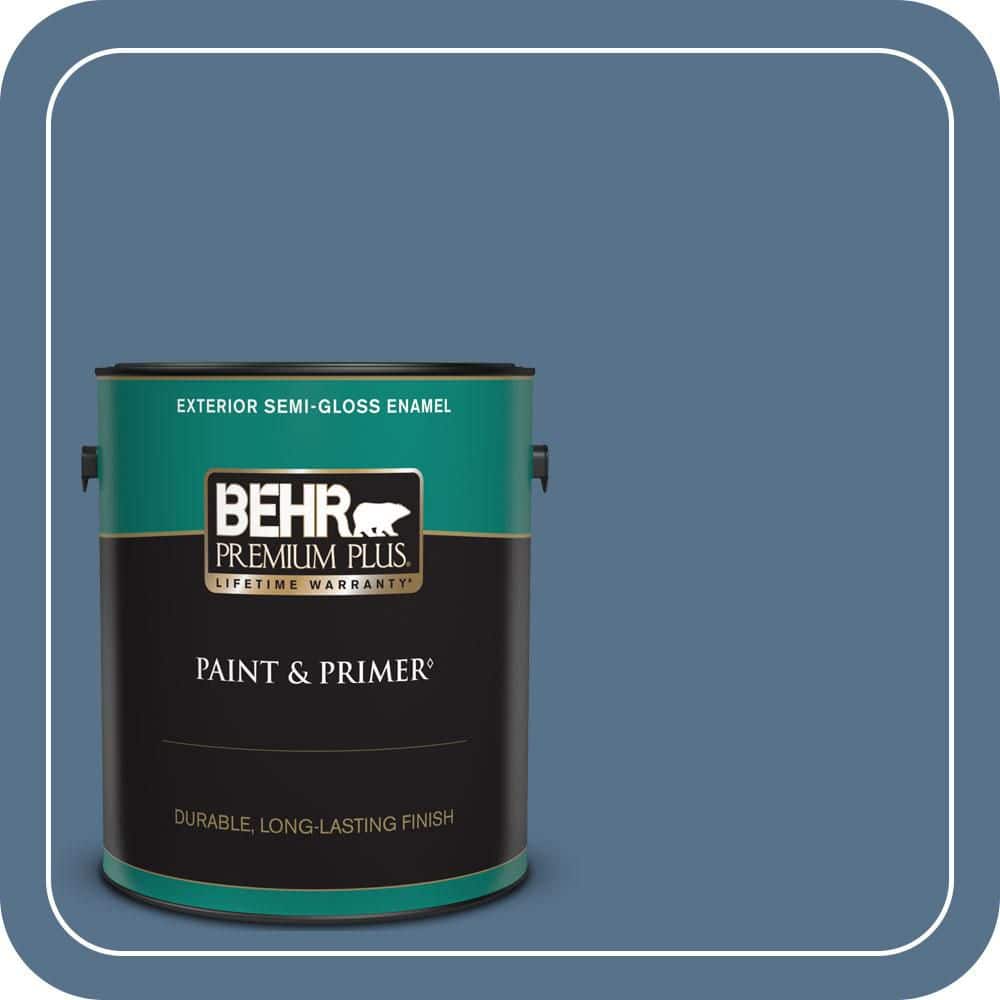 BEHR PREMIUM PLUS 1 gal. #PPU14-01 Arrowhead Lake Semi-Gloss Enamel Exterior Paint & Primer