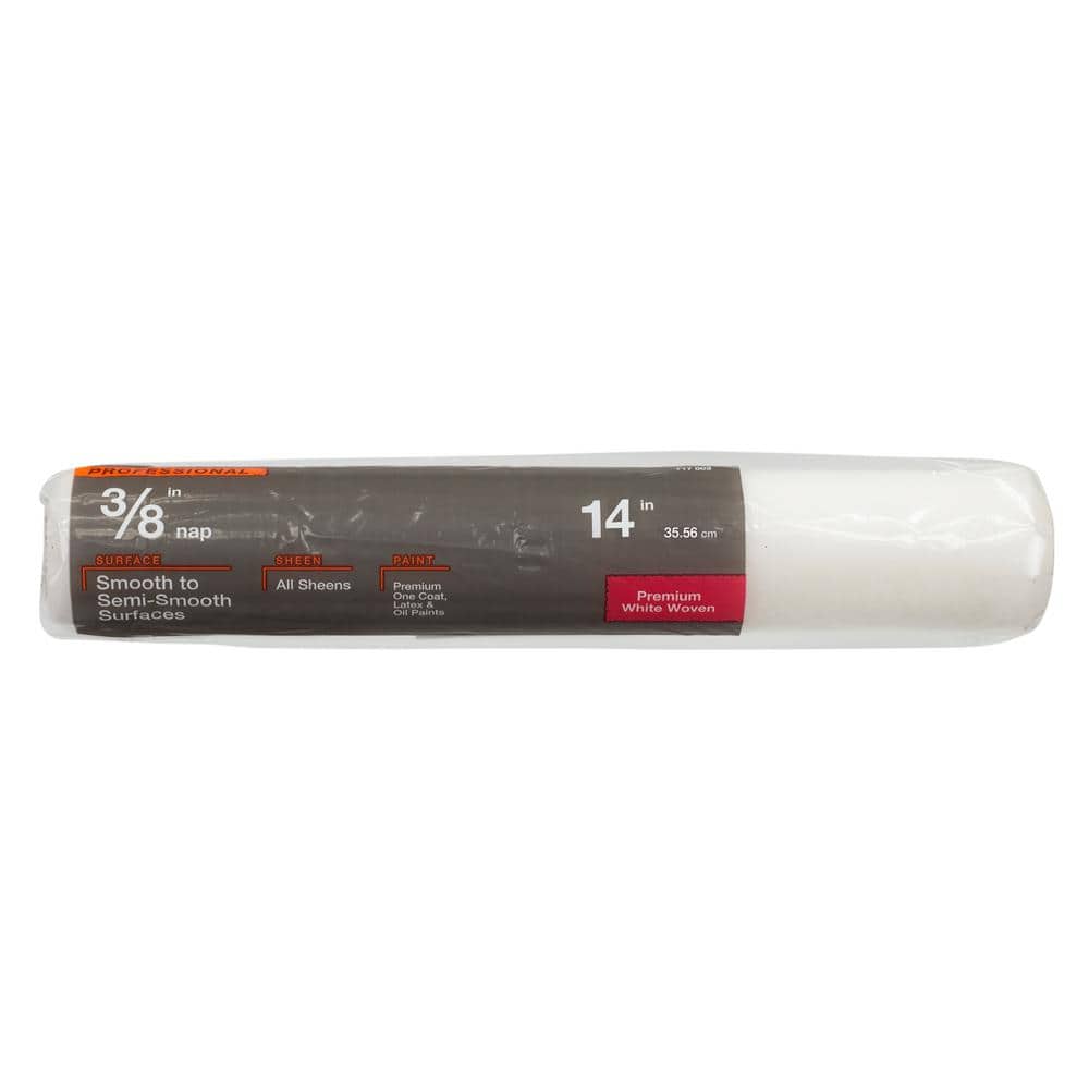 PRIVATE BRAND UNBRANDED Premium 14 in. x 3/8 in. Shed Resistant White Woven Paint Roller Cover