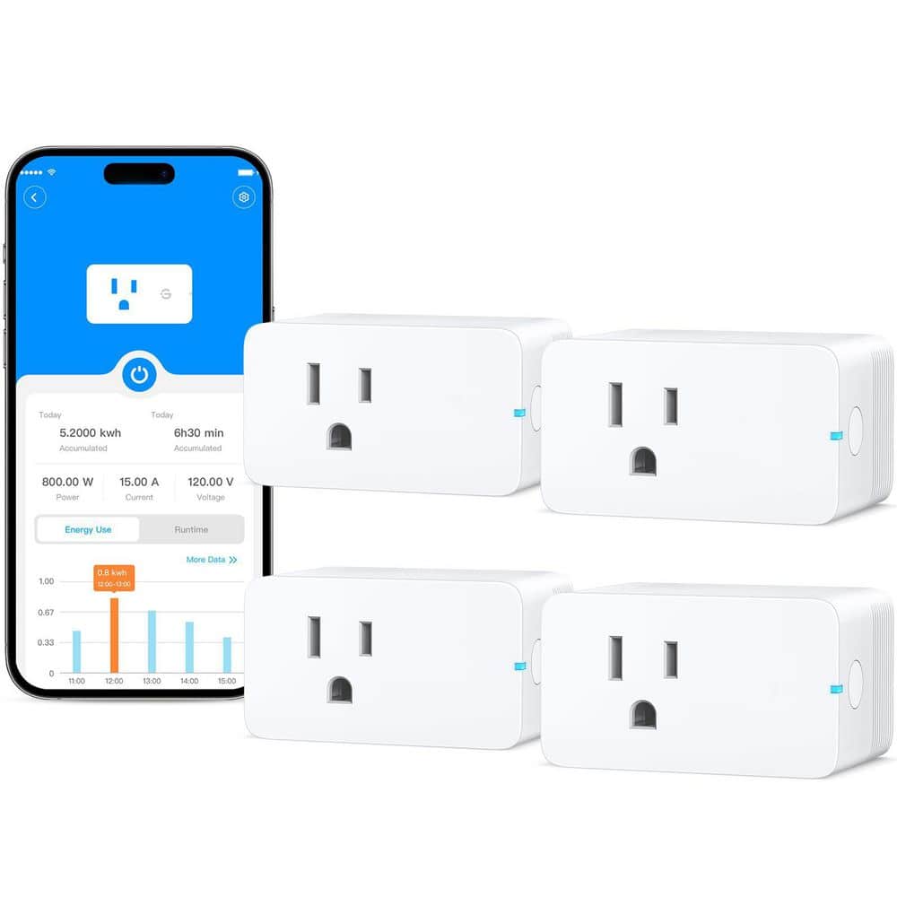 Lukyamzn 15 Amp 120-Volt Wi-Fi Smart Plug Outlet Voice Control Remote Timer Function Alexa Google Home Compatible White (3)