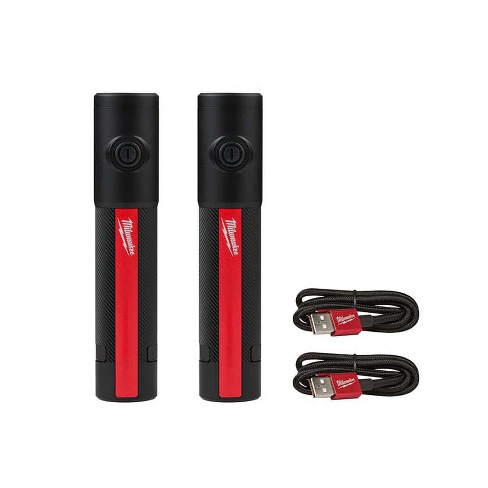 Milwaukee 500 Lumens EDC Everyday Carry Internal Rechargeable Flashlight with Magnet (2-Pack)