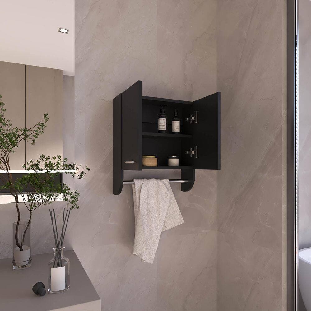 Tahanbath 17.40 in. W x 5.10 in. D x 20.30 in. H Bathroom Storage Wall Cabinet in White with Door in Black (3)