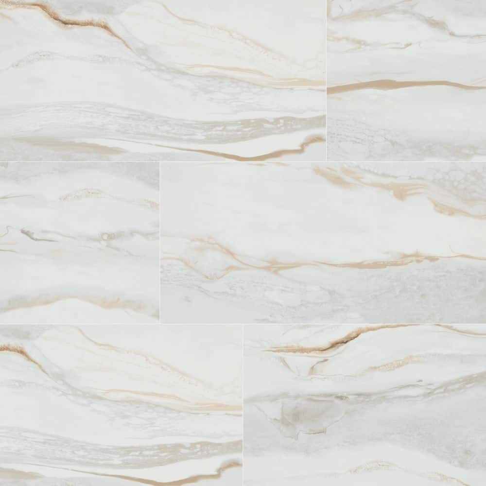MSI Delle Ondas Rectangle 16 in. x 32 in. Polished Beige Porcelain Marble Look Floor and Wall Tile (14.2 sq. ft./Case) (2)