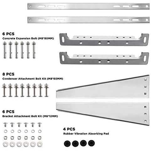 TURBRO Stainless Steel Foldable Wall Mount Bracket Support Condenser up to 600 lbs (7,000-36,000 BTU) 1 Pair (3)