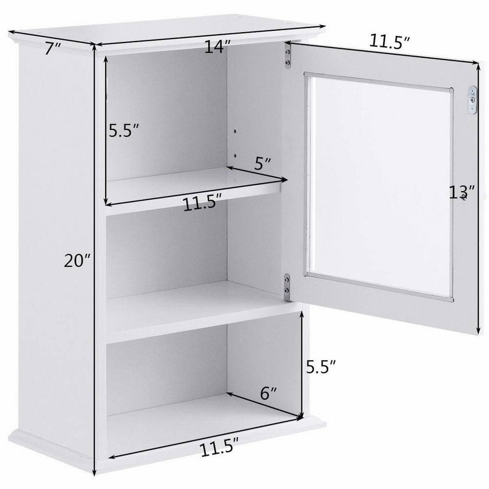 FORCLOVER 14 in. W x 7 in. D x 20 in. H Wall Mounted Bathroom Storage Wall Cabinet in White (3)