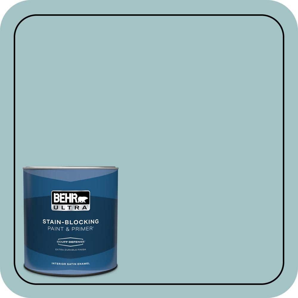 BEHR ULTRA 1 qt. #510E-3 Ocean Kiss Extra Durable Satin Enamel Interior Paint & Primer