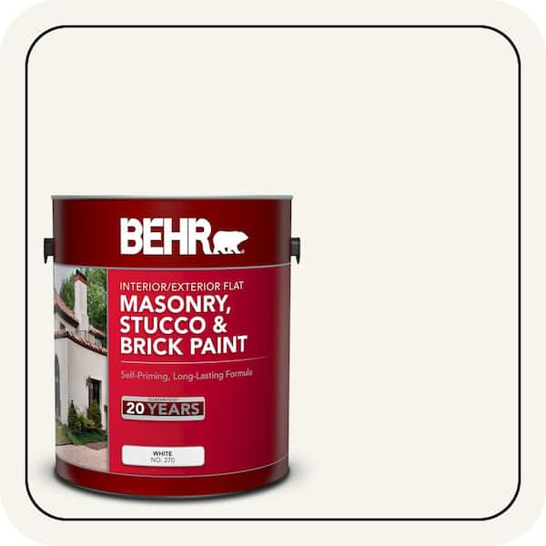BEHR 1 gal. #75 Polar Bear Flat Interior/Exterior Masonry, Stucco and Brick Paint (2)