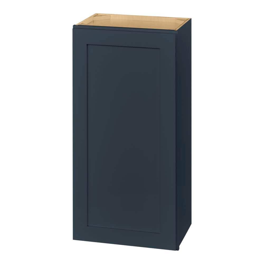 Hampton Bay Avondale 18 in. W x 12 in. D x 36 in. H Ready to Assemble Plywood Shaker Wall Kitchen Cabinet in Ink Blue