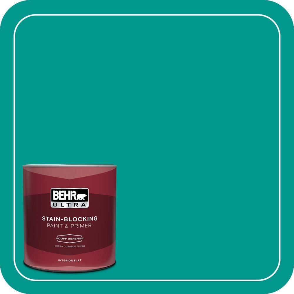 BEHR ULTRA 1 qt. #S-G-490 Intense Teal Extra Durable Flat Interior Paint & Primer