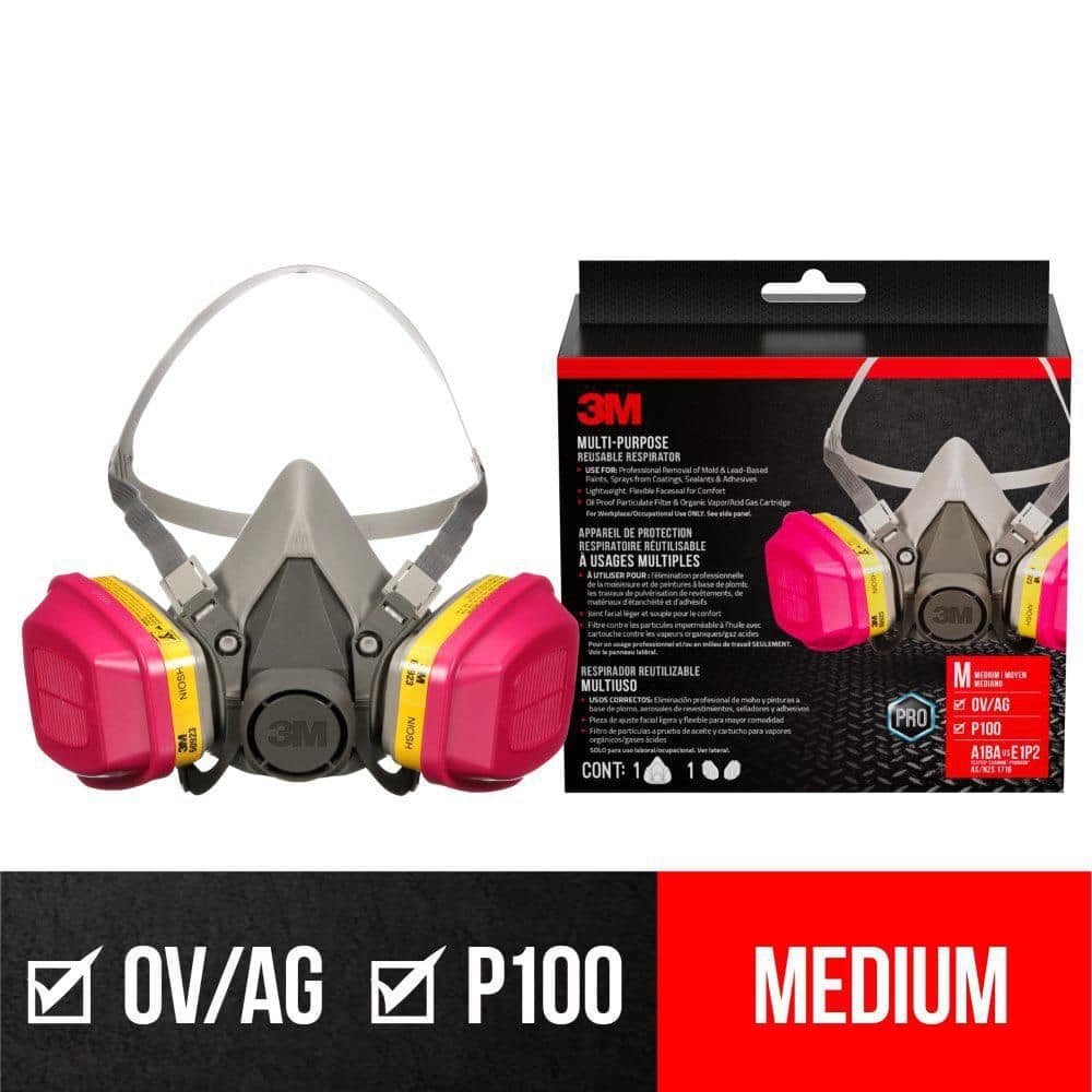 3M OV/AG/P100 Professional Multi-Purpose Reusable Respirator, (Case of) (1)