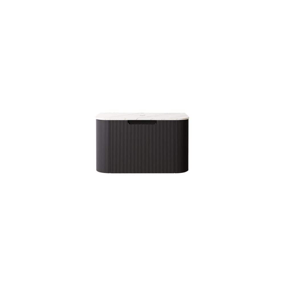 Buruis 24 in. Bath Vanity Cabinet without Top in Black with Carrara White Sintered Stone Countertop, Basin Not Included (1)