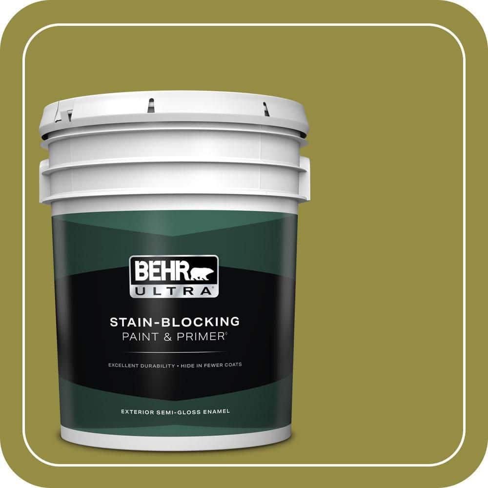 BEHR ULTRA 5 gal. #PPU9-03 Retro Avocado Semi-Gloss Enamel Exterior Paint & Primer
