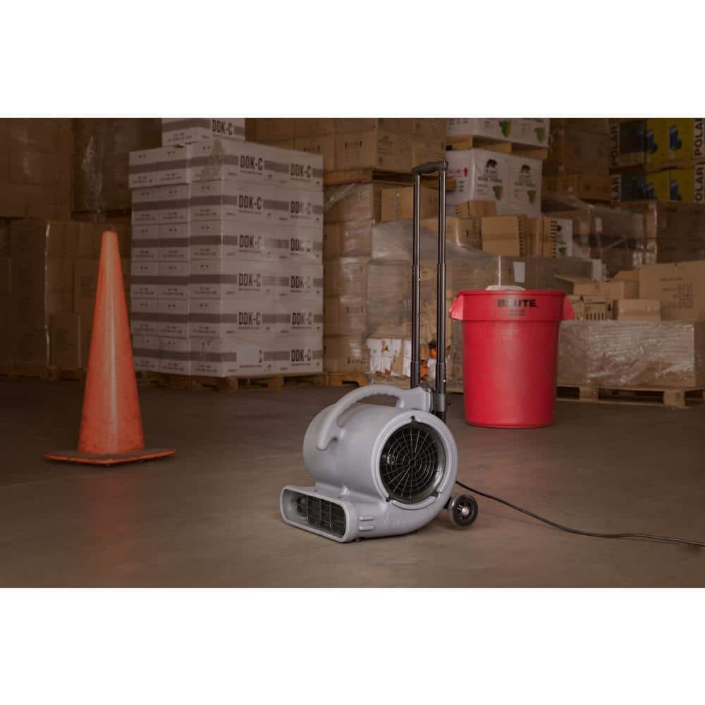 B-Air 1/2 HP Air Mover for Janitorial Water Damage Restoration Stackable Carpet Dryer Floor Blower Fan with Handle Grey (3)