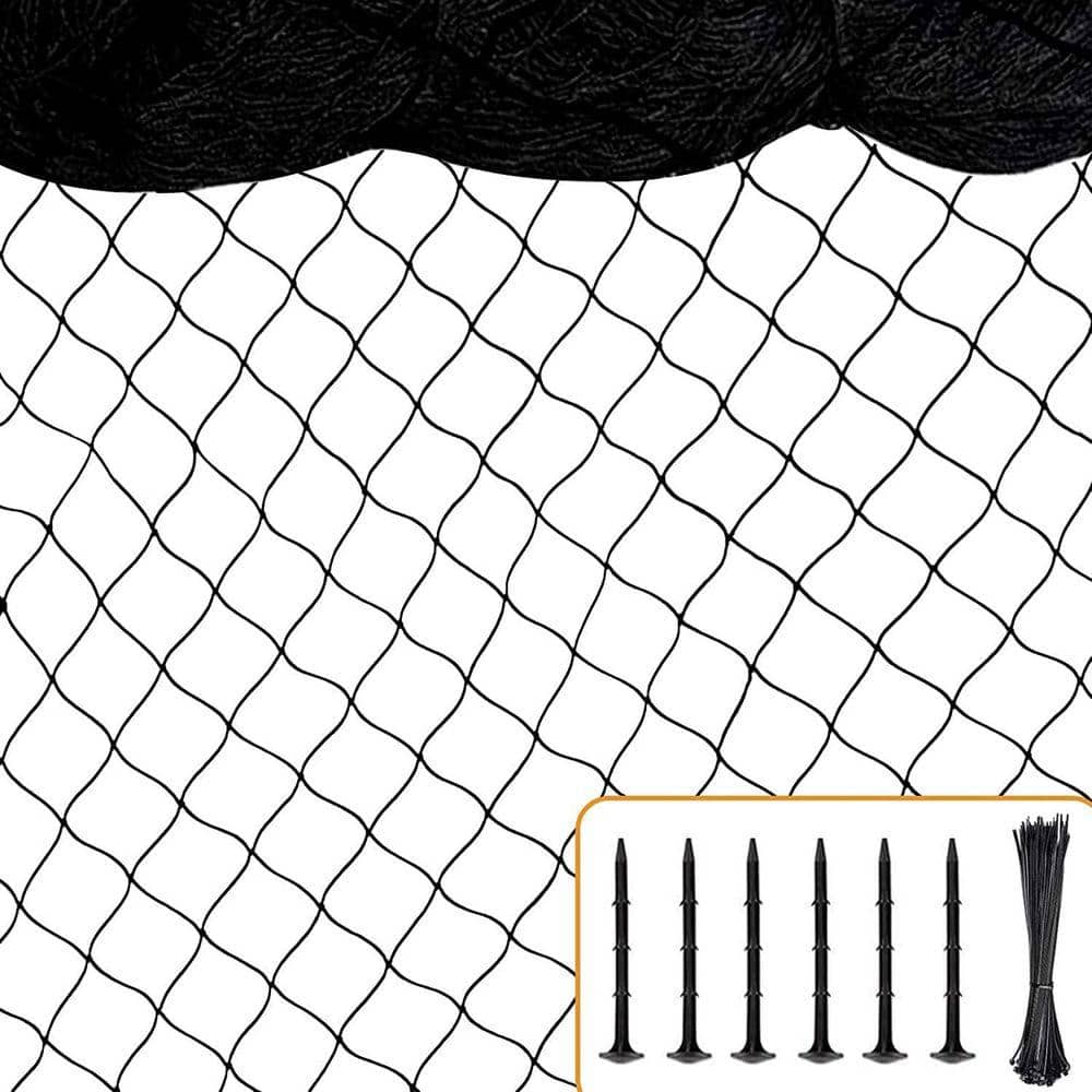 KIWDZFU 25 ft. x 25 ft. Heavy Duty 1 in. Mesh Nylon Bird Netting for Garden Poultry Aviary Chicken Coop Deer Fence & Fruit Trees (2)