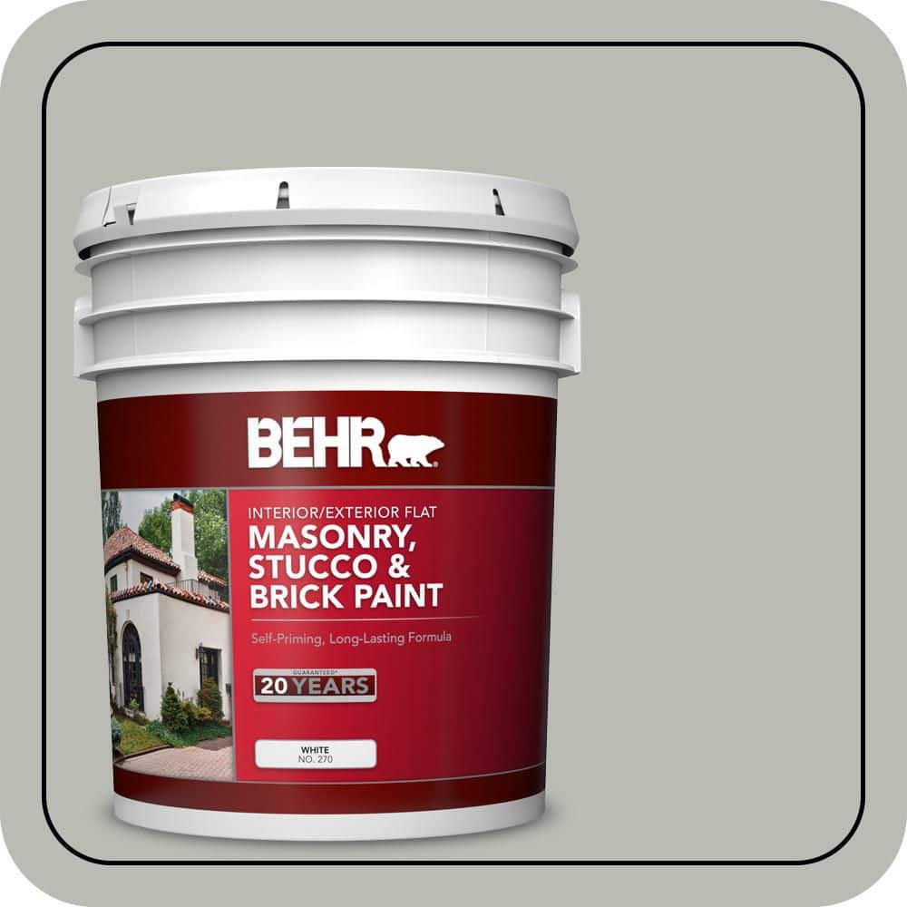 BEHR 5 gal. #N380-3 Weathered Moss Flat Masonry, Stucco and Brick Interior/Exterior Paint