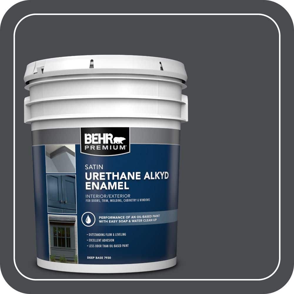BEHR PREMIUM 5 gal. #N500-7 Night Club Urethane Alkyd Satin Enamel Interior/Exterior Paint