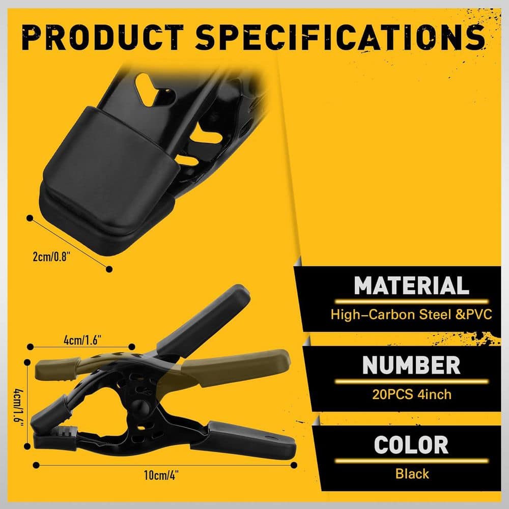 Afoxsos Metal Heavy Duty Spring Clamps 20-Pieces Robust Durability Anti-Corrosion Comfort Handling Multi-Functional Essential (2)