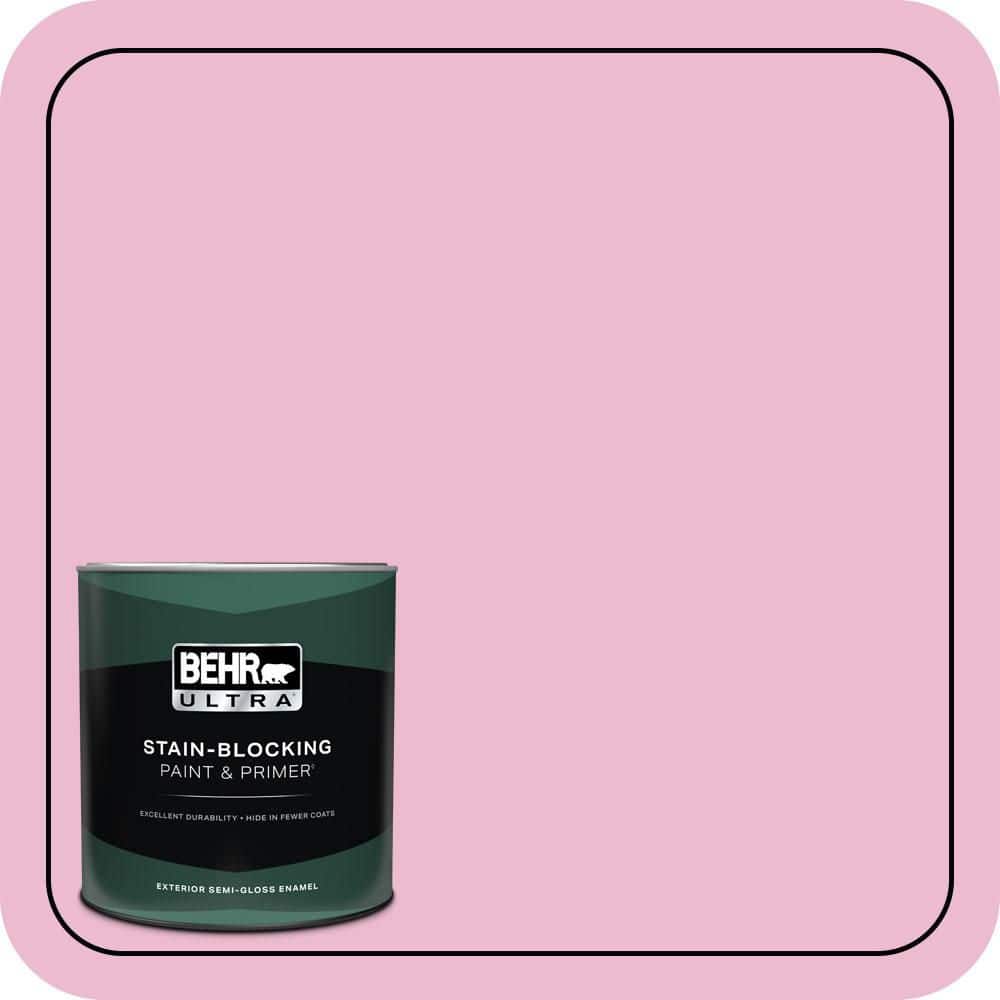 BEHR ULTRA 1 qt. #P130-2A Dainty Pink Semi-Gloss Enamel Exterior Paint & Primer