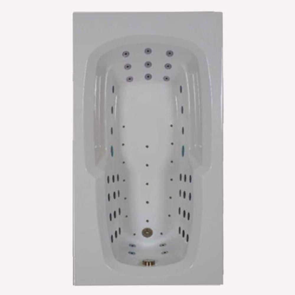 Comfortflo Physical Therapy 72 in. x 36 in. Acrylic Rectangular Drop-in Whirlpool and Air Bathtub with Reversible Drain in White