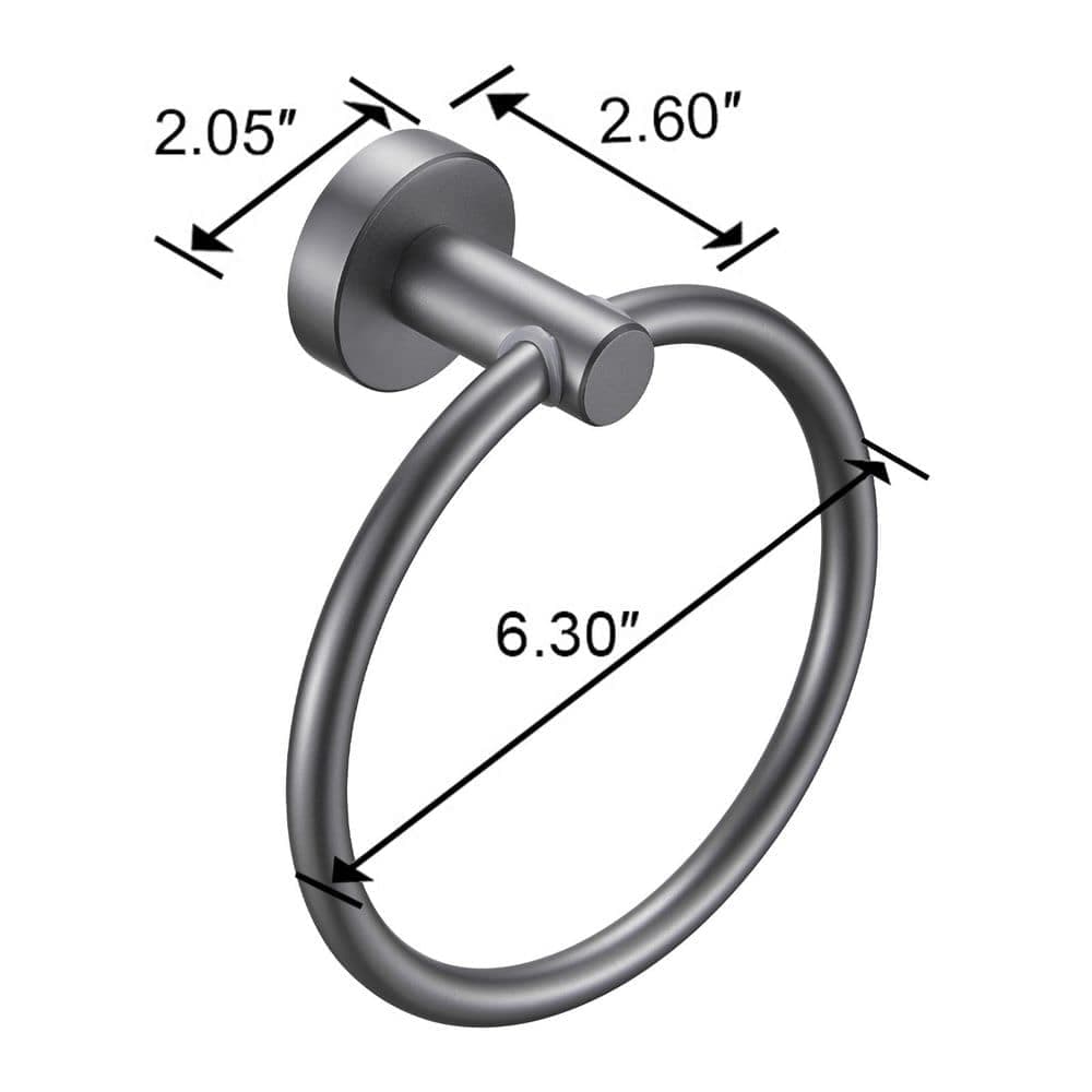 Unbranded Wall Mounted Towel Ring Towel Ring in Gun Grey, Thicken Space Aluminum Round Towel Holder for Bathroom (3)