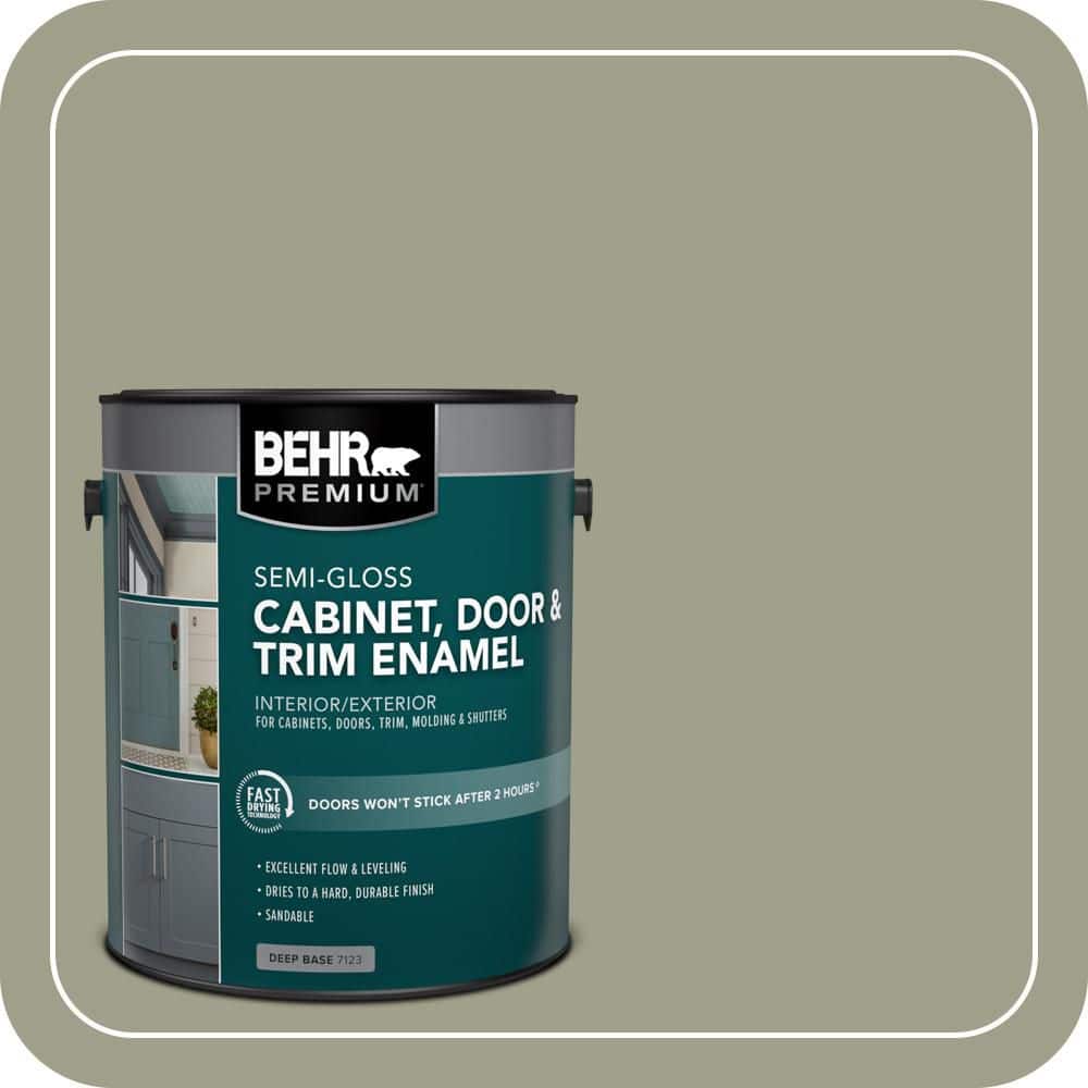 BEHR PREMIUM 1 gal. #BXC-82 Potting Moss Semi-Gloss Enamel Interior/Exterior Cabinet, Door & Trim Paint