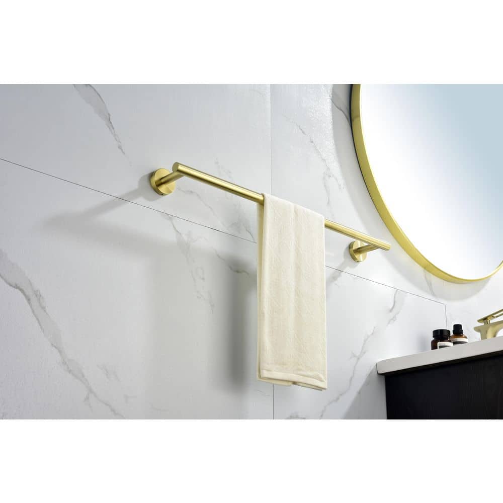 MYRYY 6-Piece Wall Mounted Bathroom Towel Rack Set in Brushed Gold (1)
