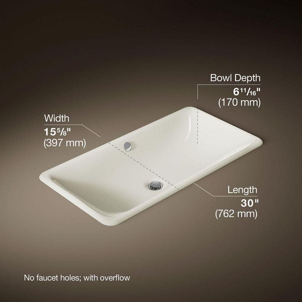 KOHLER Iron Plains 15.62 in. Drop-In Bathroom Sink Cast Iron (3)