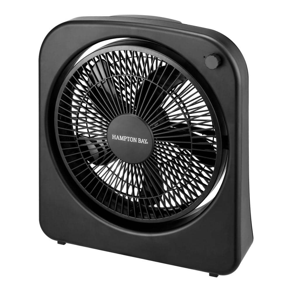 Hampton Bay 9 in. Multi-Speed Rechargable Box Fan in Black with Adjustable Head, Build-in Battery, and USB-type C Charging (3)