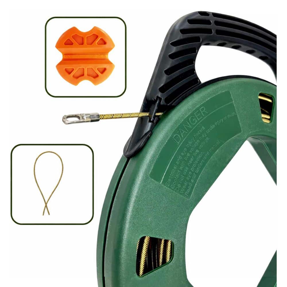 Ahfiwaso 100 ft Fiberglass Electrical Fish Tape with 360 Degree Rotary Joint Non-Conductive Wire Puller Features (2)