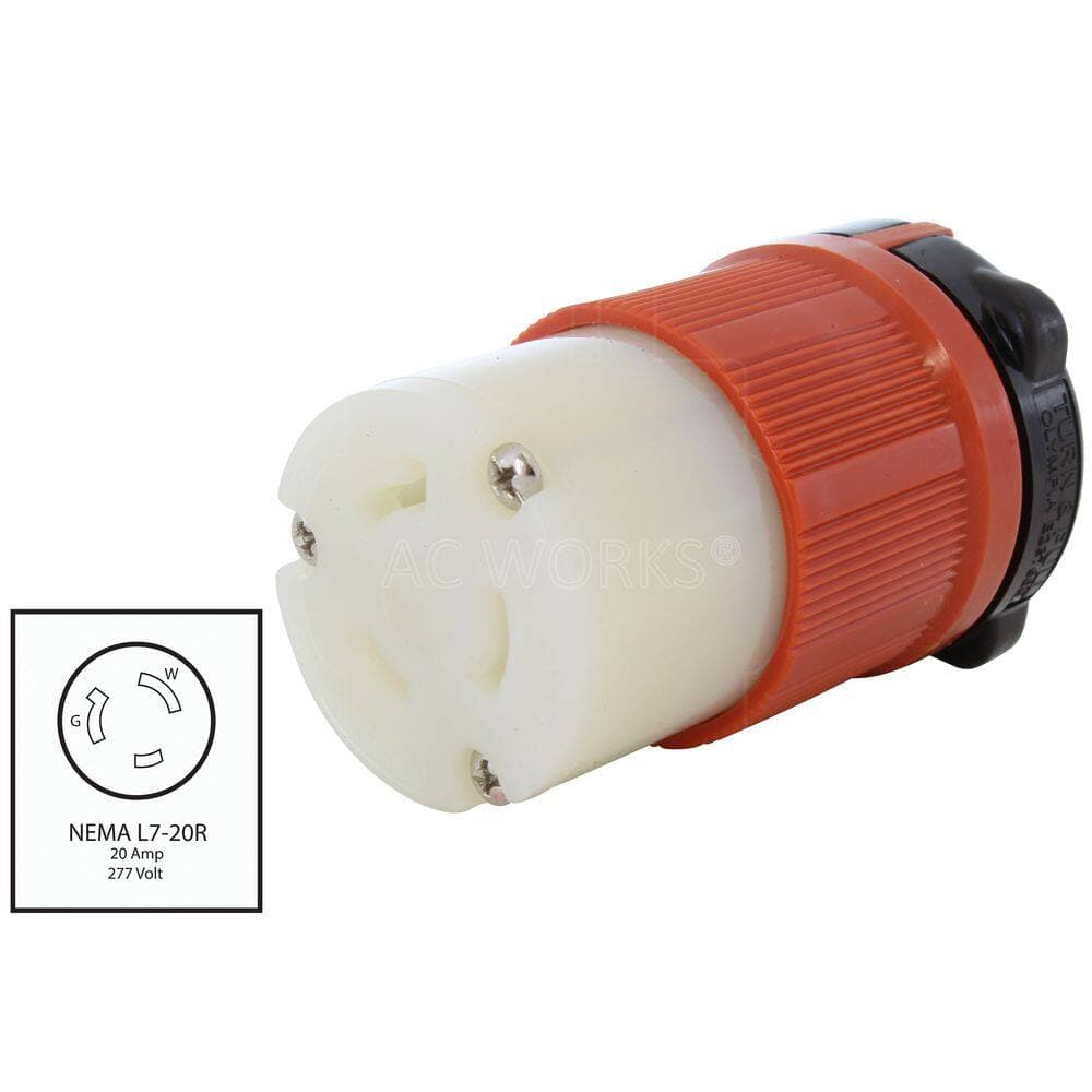 AC WORKS NEMA L7-20R 20A 277V 3-Prong Locking Female Connector with UL, C-UL Approval (2)