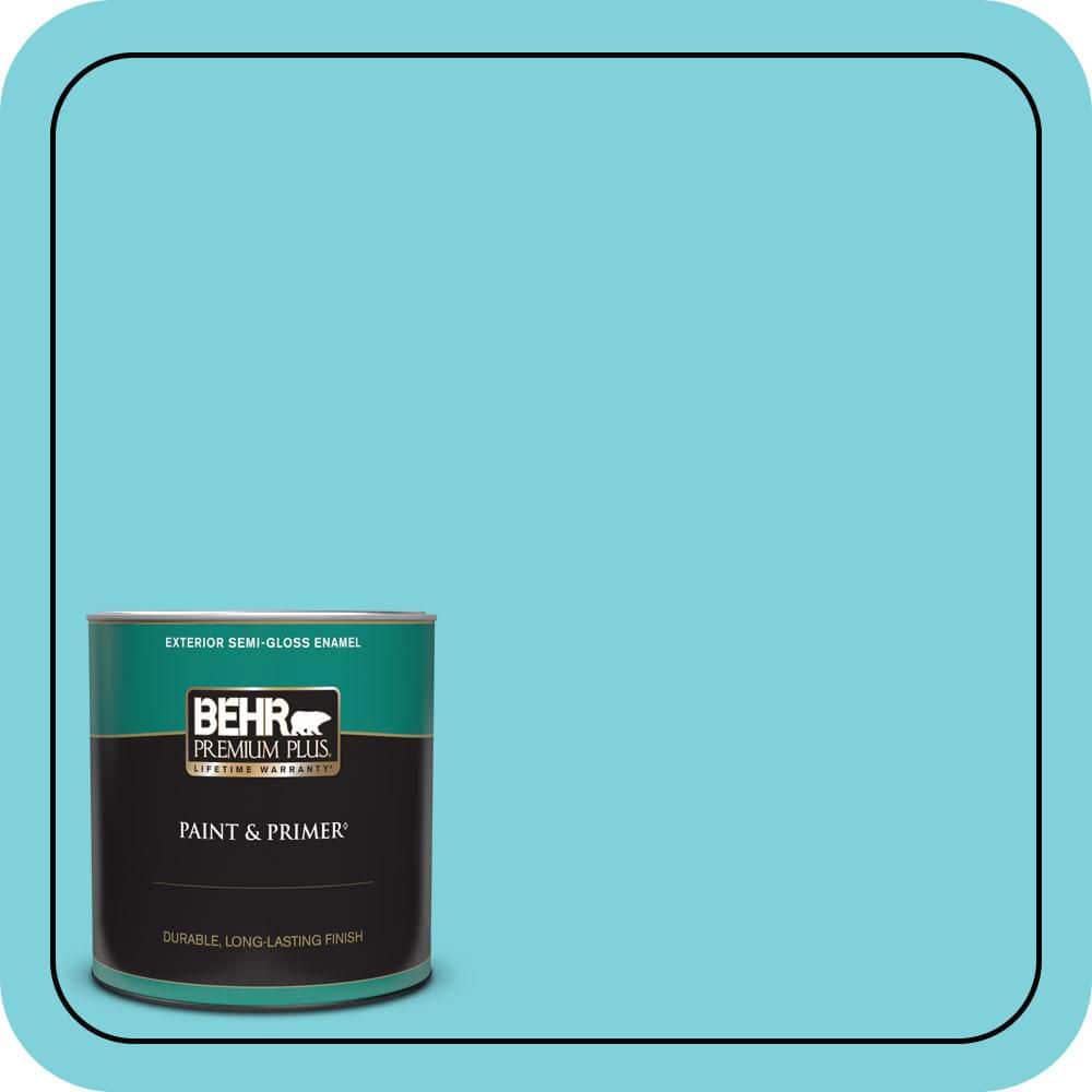 BEHR PREMIUM PLUS 1 qt. #P470-3 Sea of Tranquility Semi-Gloss Enamel Exterior Paint & Primer