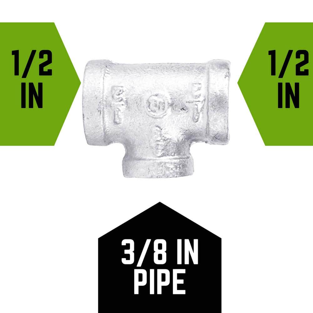 STZ 1/2 in. x 1/2 in. x 3/8 in. Iron Galvanized Reducing Tee (3)