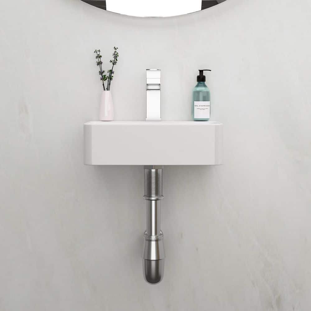 Coporesell 14.5 in. x 10 in. Ceramic Wall-Mounted Rectangular Bathroom Sink in White (3)