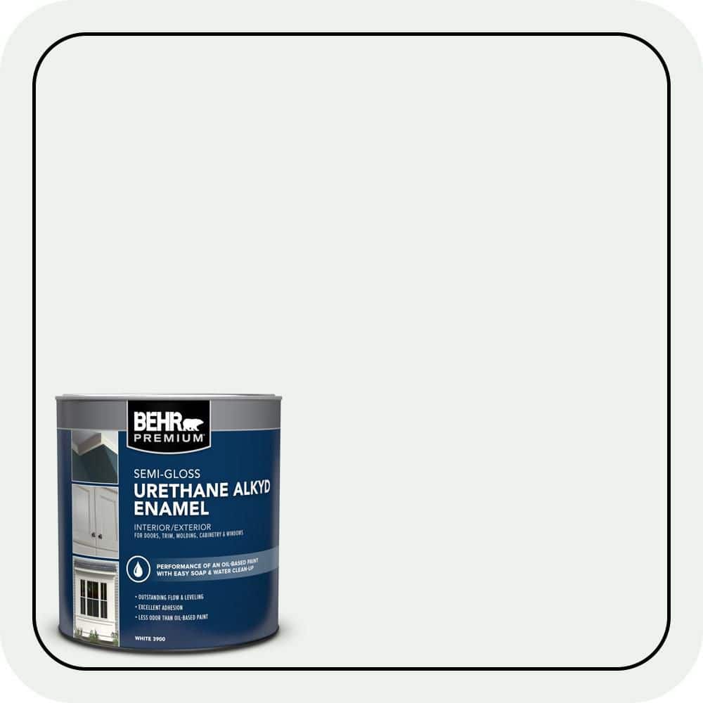 BEHR PREMIUM 1 qt. #W-D-500 Cascade White Semi-Gloss Enamel Urethane Alkyd Interior/Exterior Paint (1)