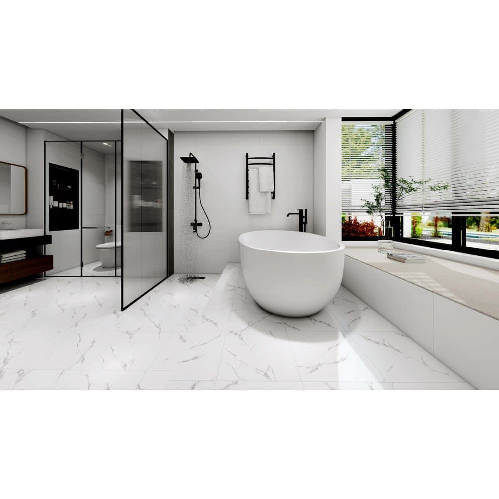 Unbranded Matte Calacatta 18 in. x 18 in. Glazed Ceramic Floor and Wall Tile (20.49 sq. ft./Case) (3)