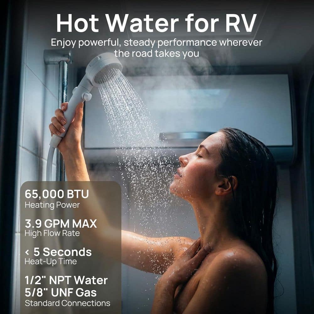TURBRO 65,000 BTU RV Tankless Water Heater, On-Demand Propane Hot Water, 12V DC, High-Altitude Ready, CSA Certified (3)